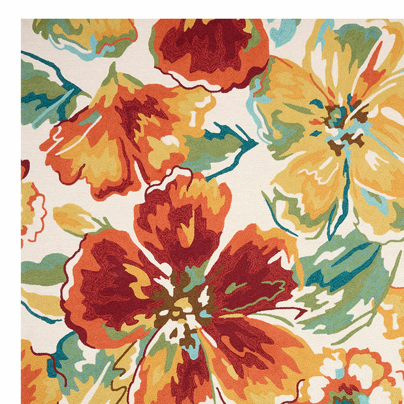 Ivory Red Floral Area Rug