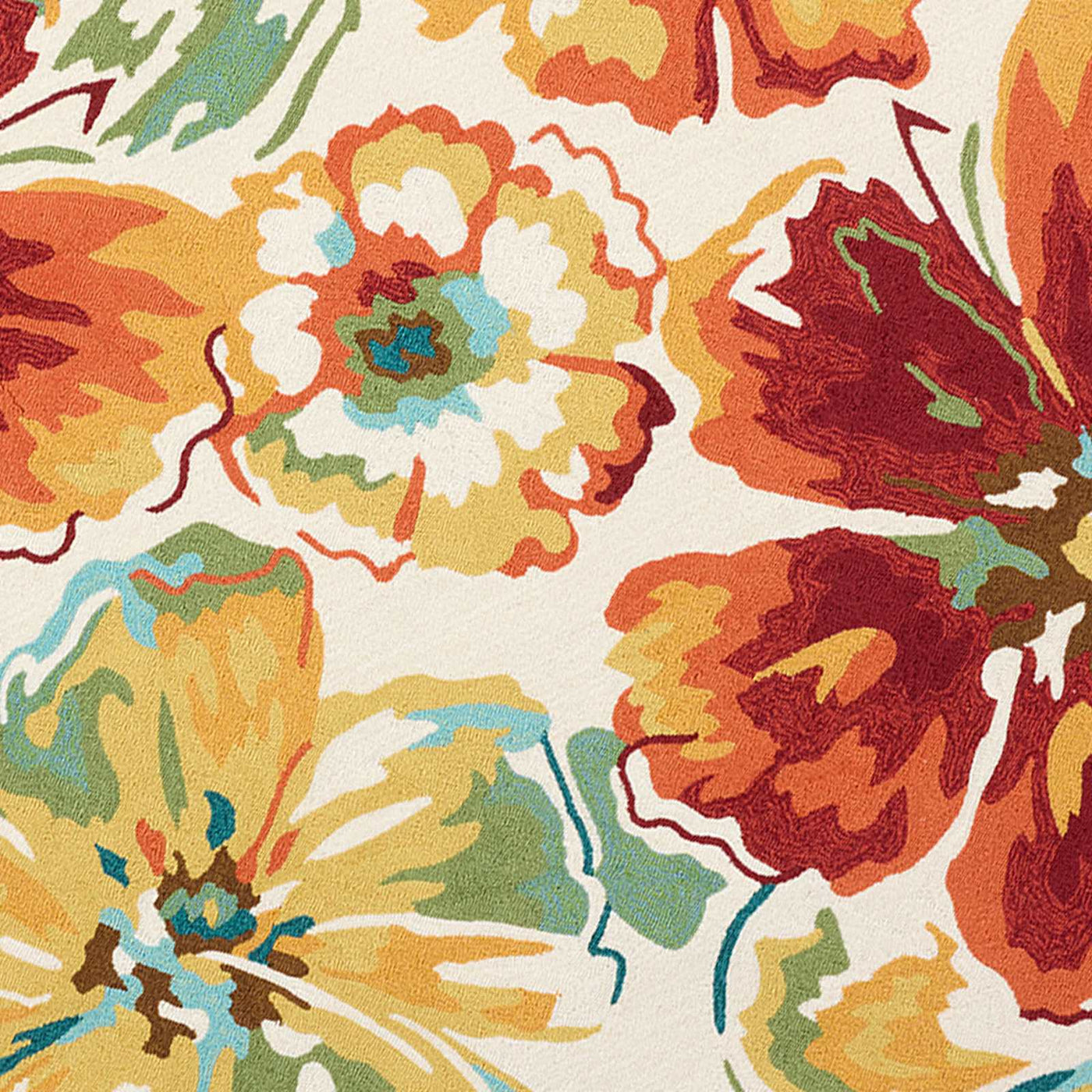 Ivory Red Floral Area Rug — detail view 2