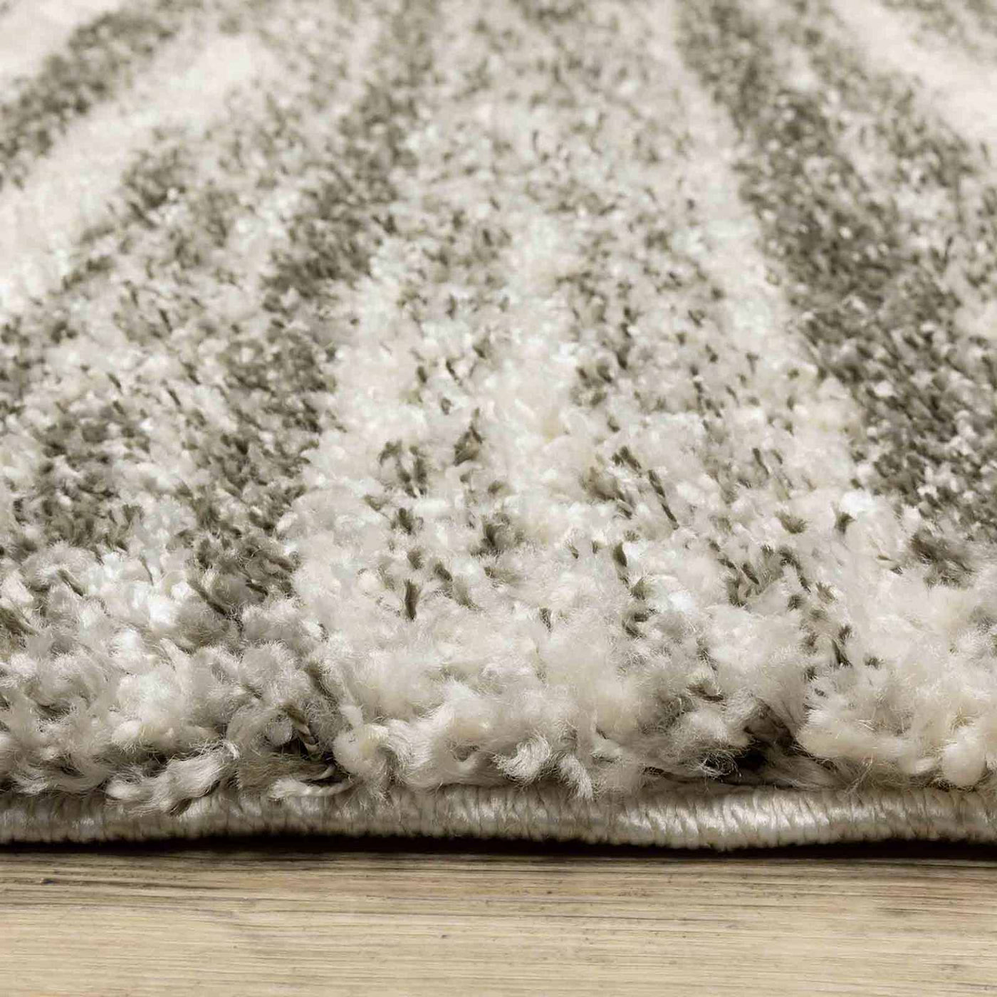 Lizzy Grey Ivory Shag Area Rug — detail view 1
