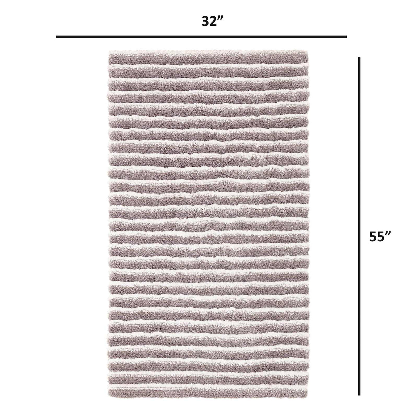 Silver Striped High Low Microfiber Accent Rug — detail view 2