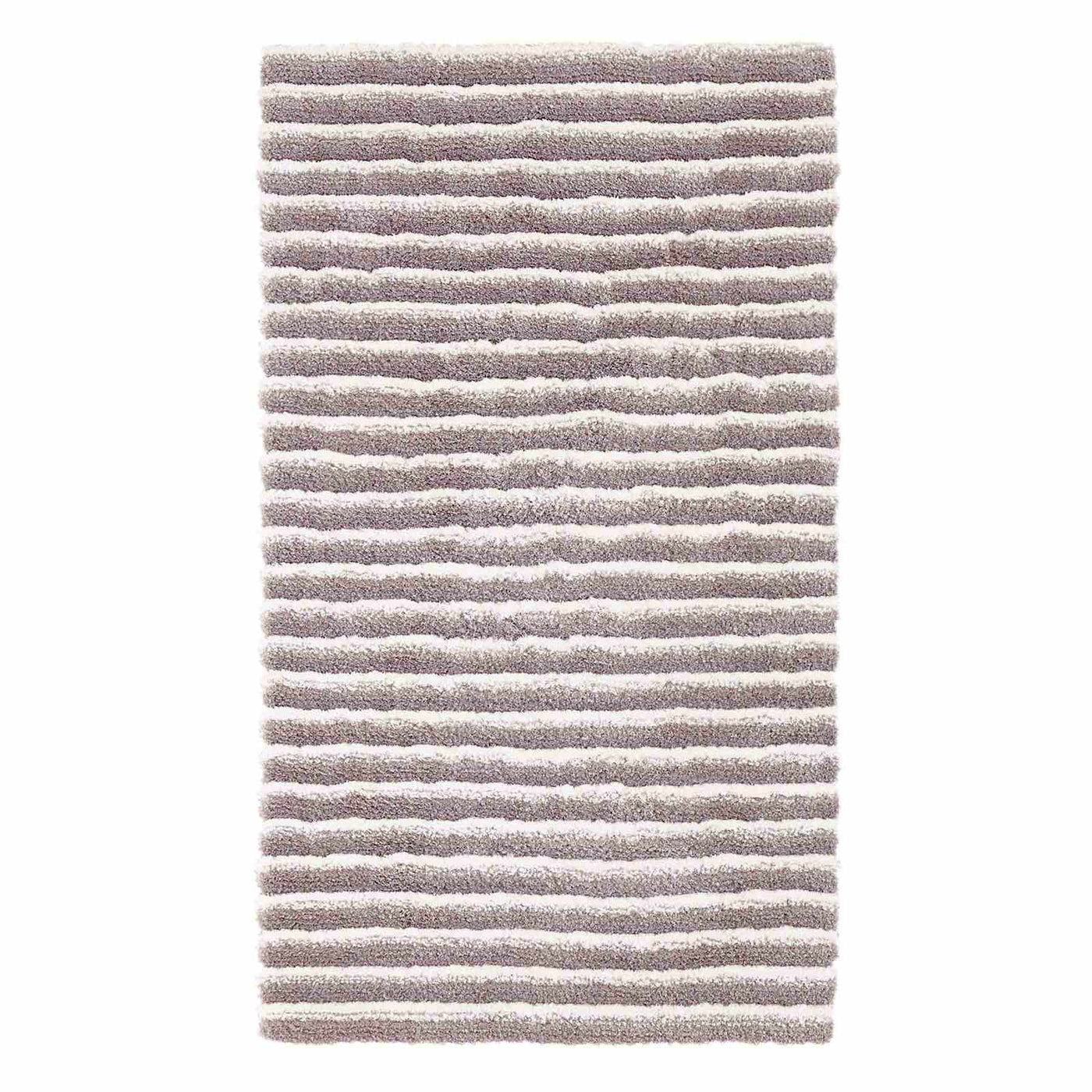 Silver Striped High Low Microfiber Accent Rug