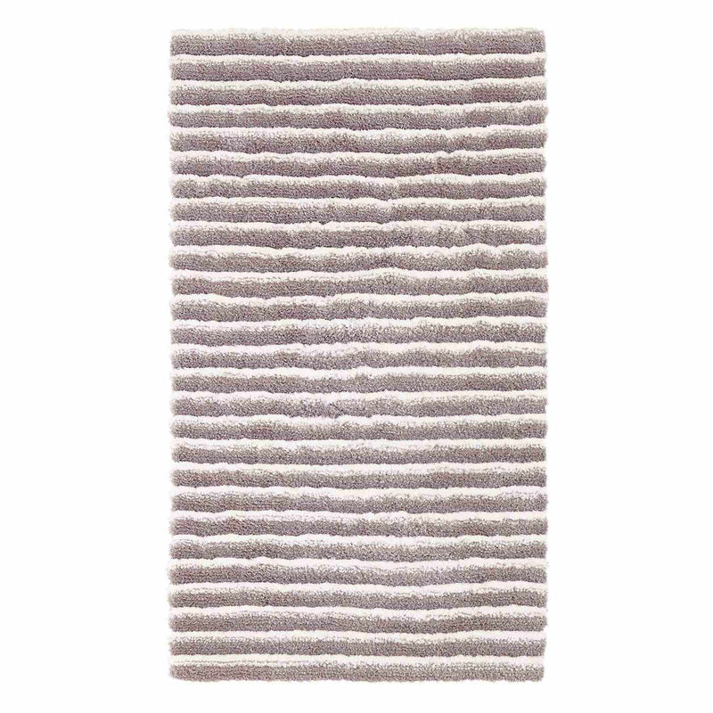 Silver Striped High Low Microfiber Accent Rug