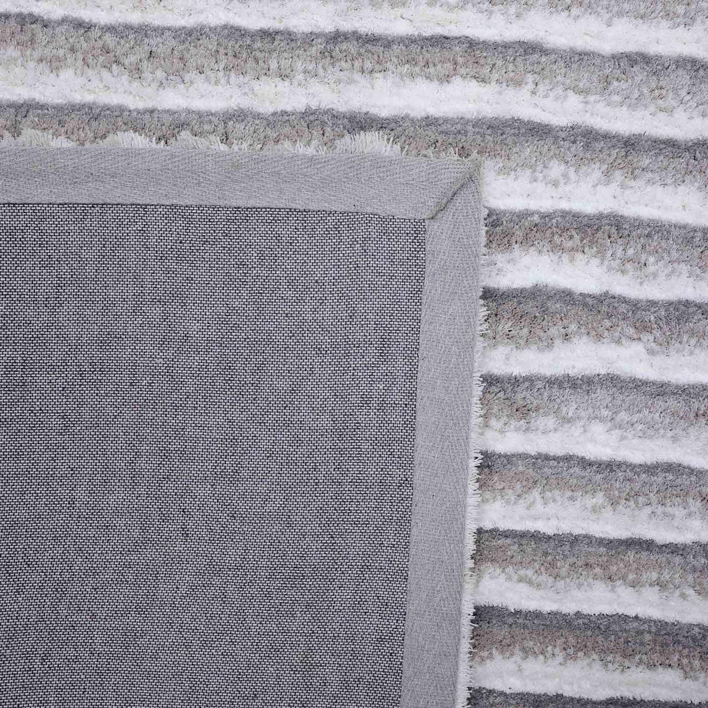 Silver Striped High Low Microfiber Accent Rug — detail view 1