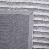 Silver Striped High Low Microfiber Accent Rug — detail view 1