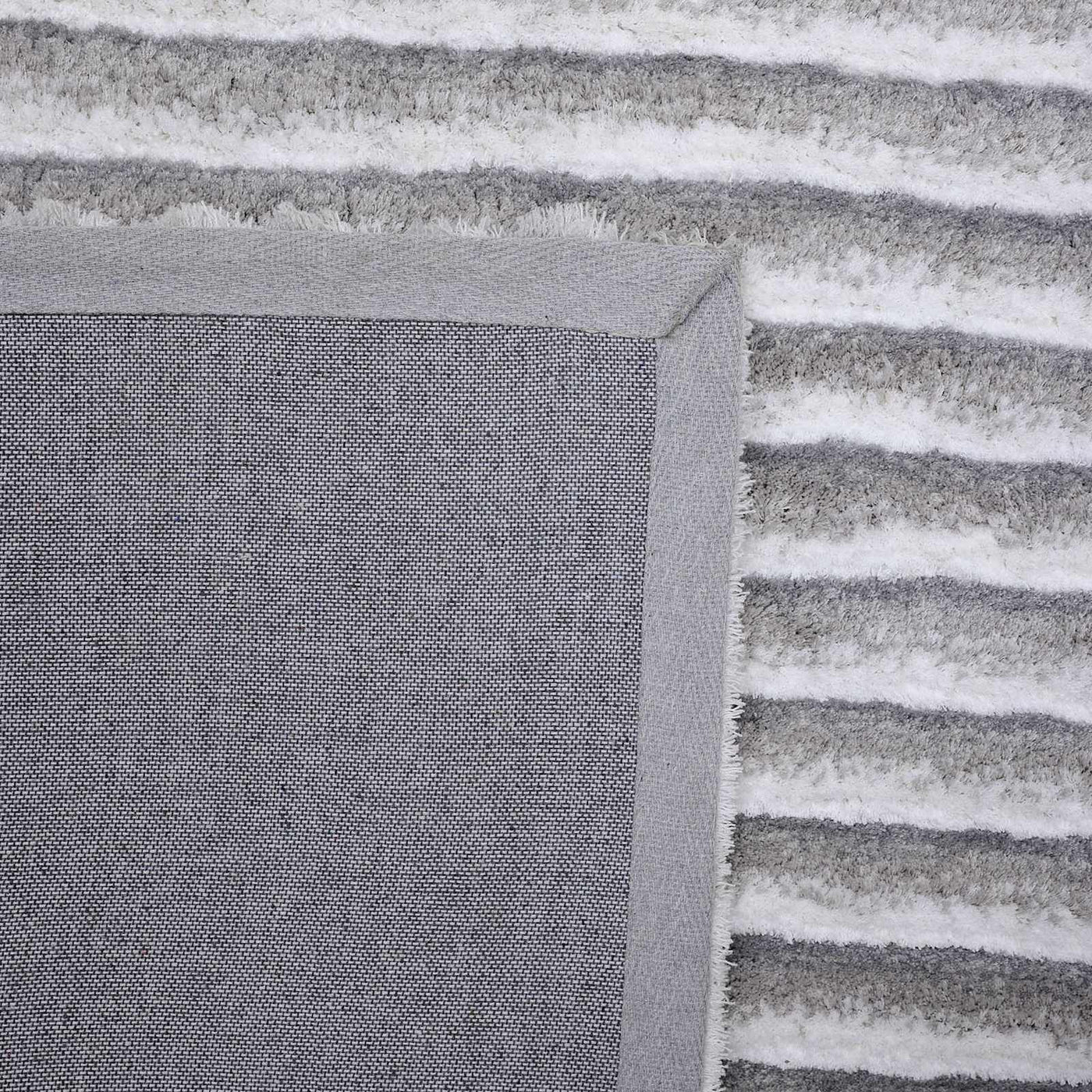 Silver Striped High Low Microfiber Area Rug — detail view 1