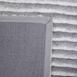 Silver Striped High Low Microfiber Area Rug — detail view 1