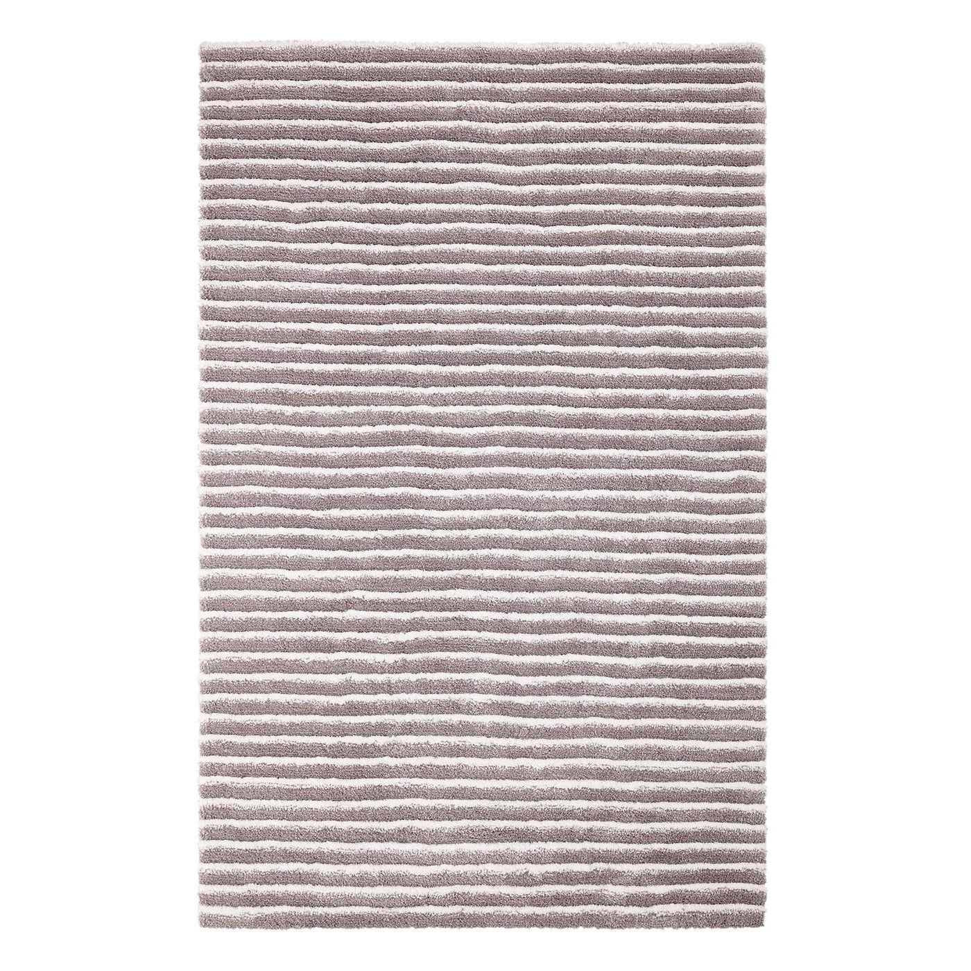 Silver Striped High Low Microfiber Area Rug