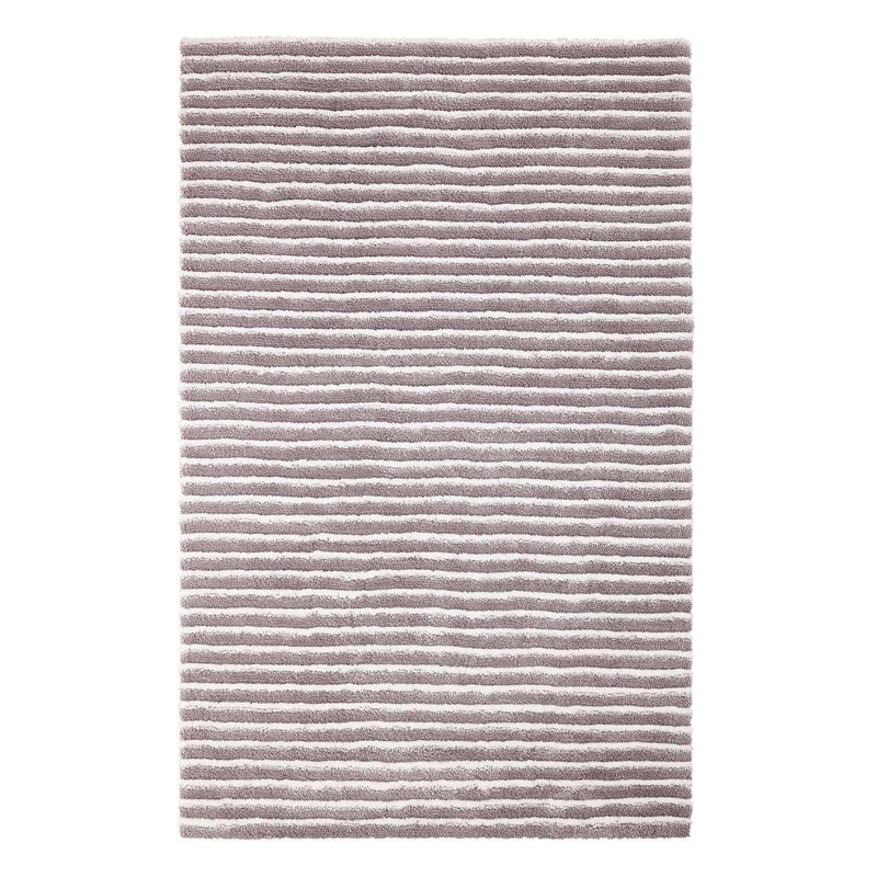 Silver Striped High Low Microfiber Area Rug