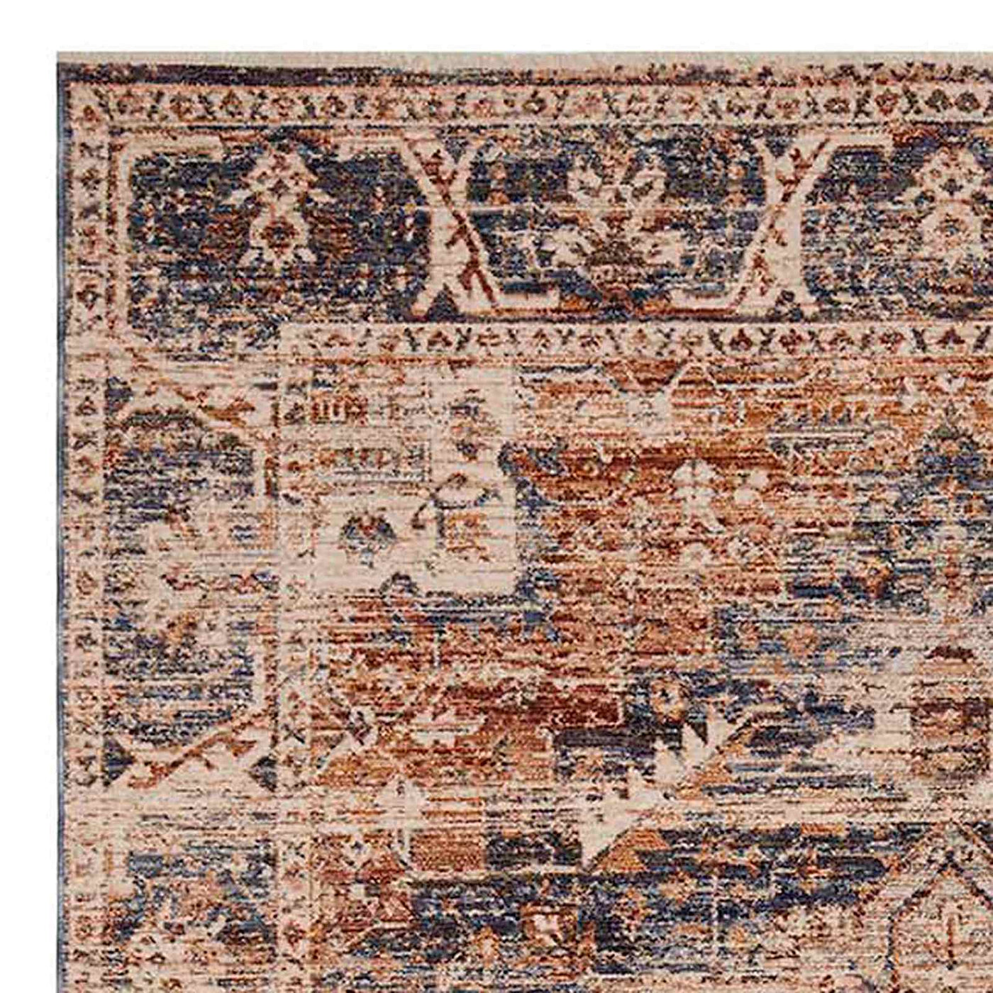 Halton Slate Rust Distressed Look Area Rug — detail view 2