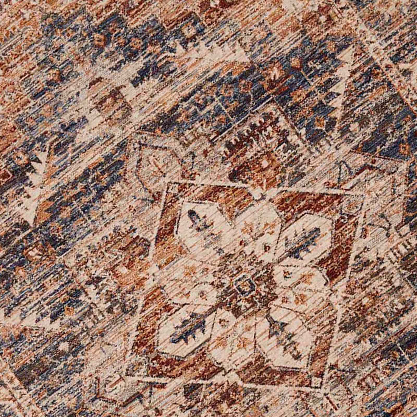 Halton Slate Rust Distressed Look Area Rug — detail view 1