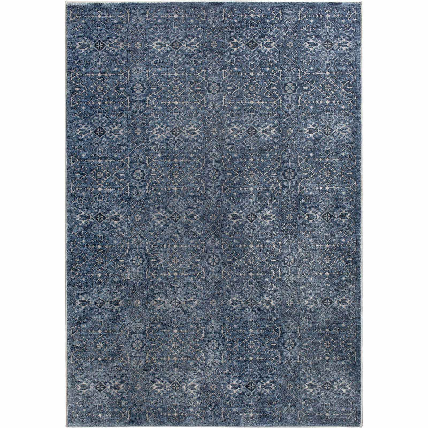 Clearwater Navy Blue Ivory Medallion Area Rug