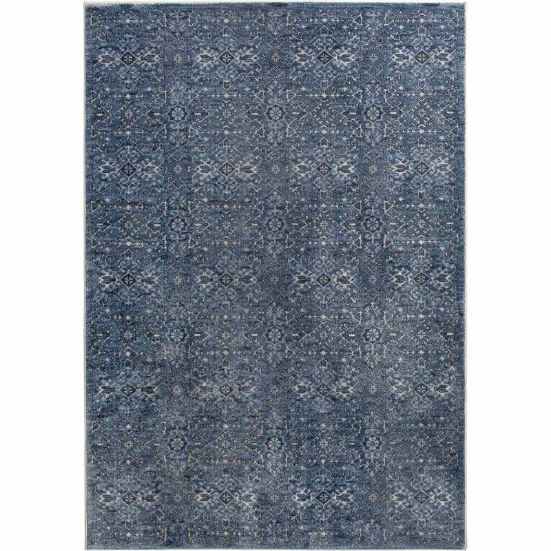 Clearwater Navy Blue Ivory Medallion Area Rug