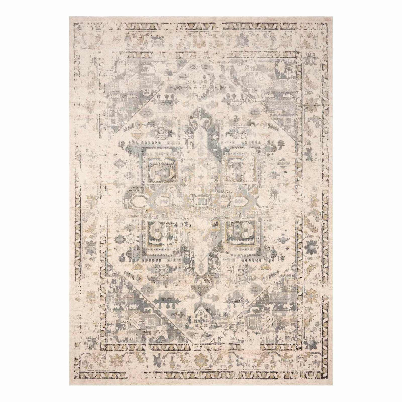 Cliff Grey Vintage Medallion Area Rug