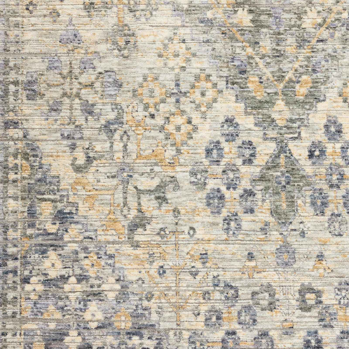 Honeybloom Penelope Grey Diamond Distressed Look Area Rug — detail view 2