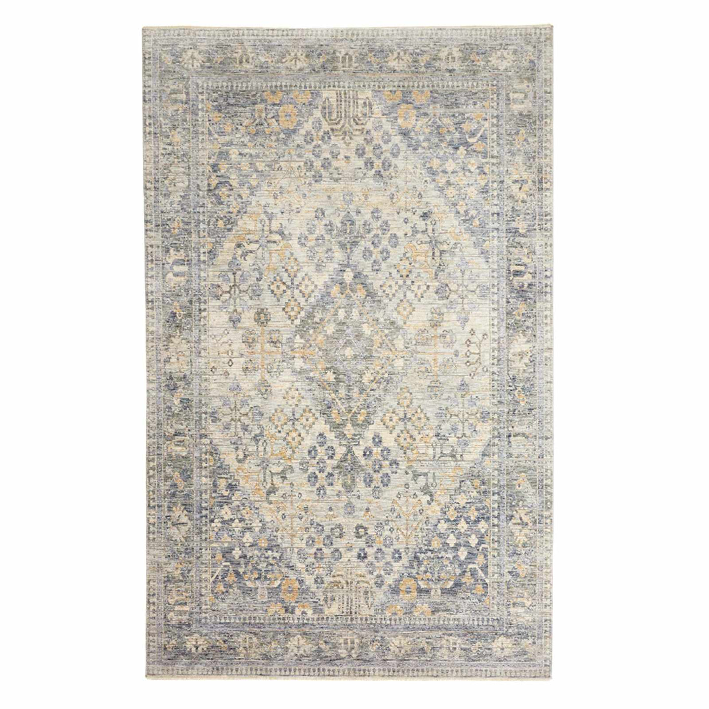 Honeybloom Penelope Grey Diamond Distressed Look Area Rug