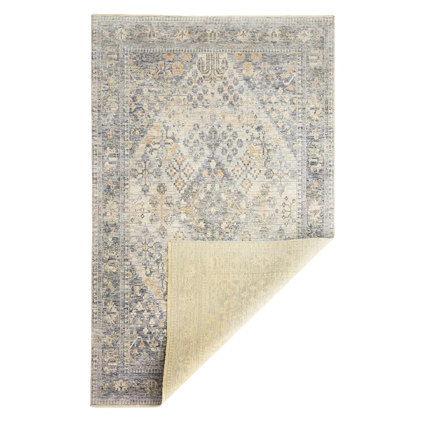 Honeybloom Penelope Grey Diamond Distressed Look Area Rug — detail view 1