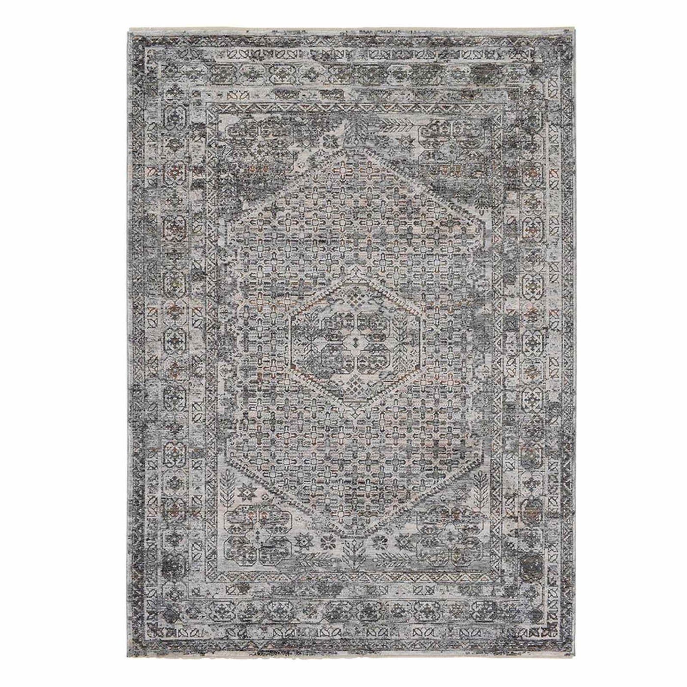 Dark Grey Multicolor Traditional Medallion Area Rug