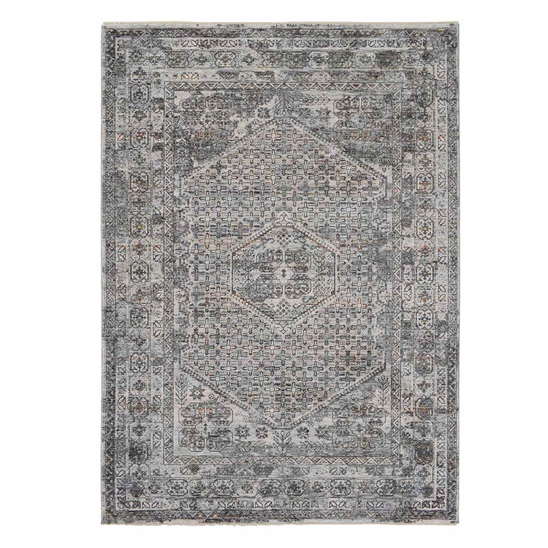 Dark Grey Multicolor Traditional Medallion Area Rug