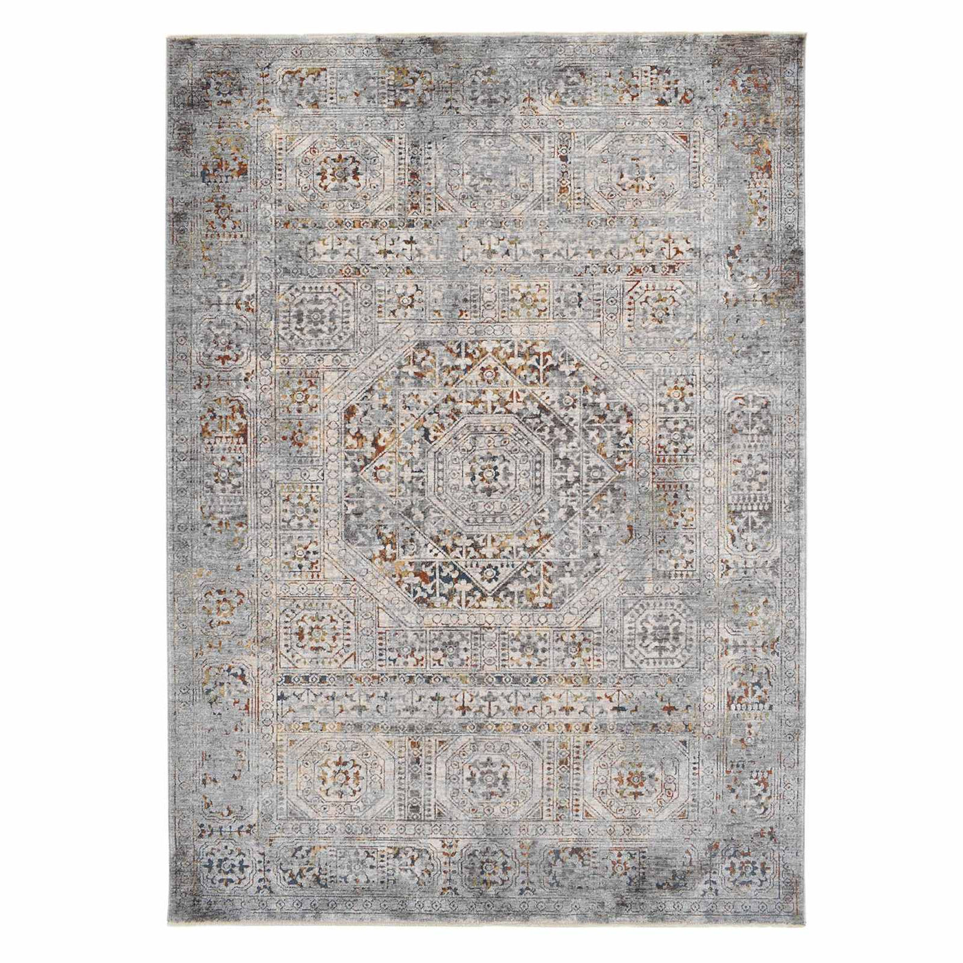 Blue Multicolor Modern Dense Medallion Area Rug