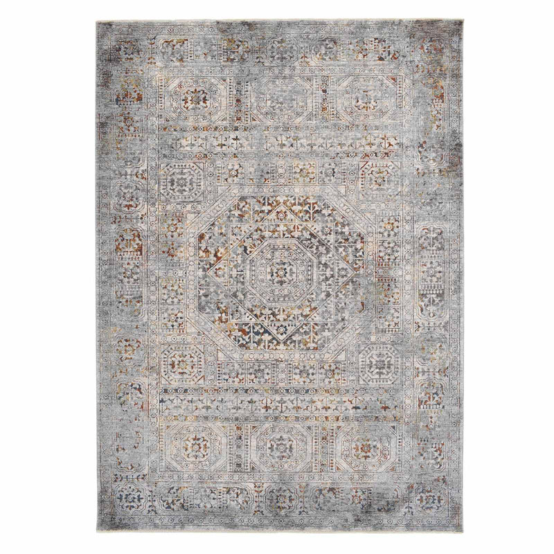 Blue Multicolor Modern Dense Medallion Area Rug