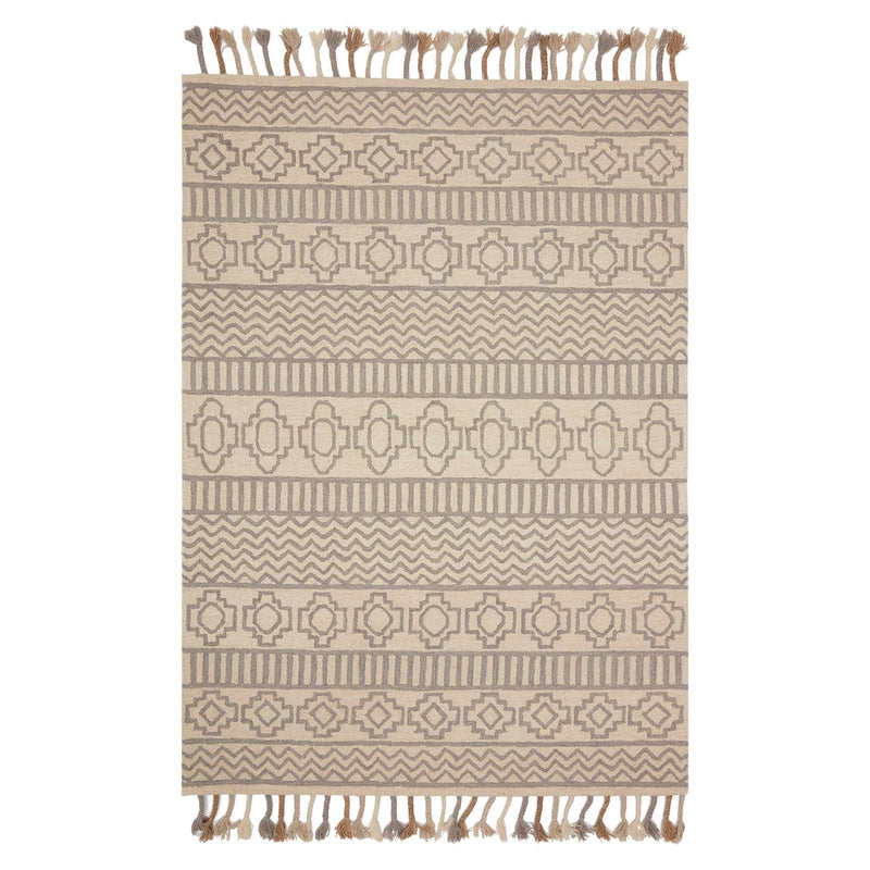 Arthur Ivory Grey Area Rug With Tassels
