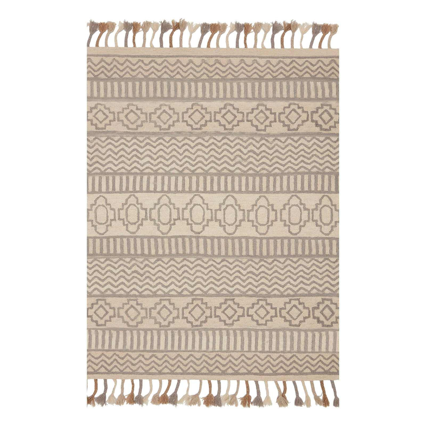 Found Fable Arthur Ivory Grey Accent Rug With Tassels