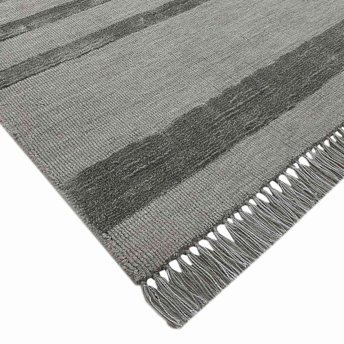 Laila Ali Albion Grey Striped Woven Area Rug — detail view 1