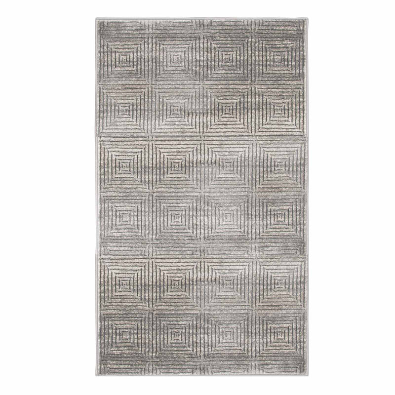 Laila Ali Camden Grey Geo Square Design Accent Rug