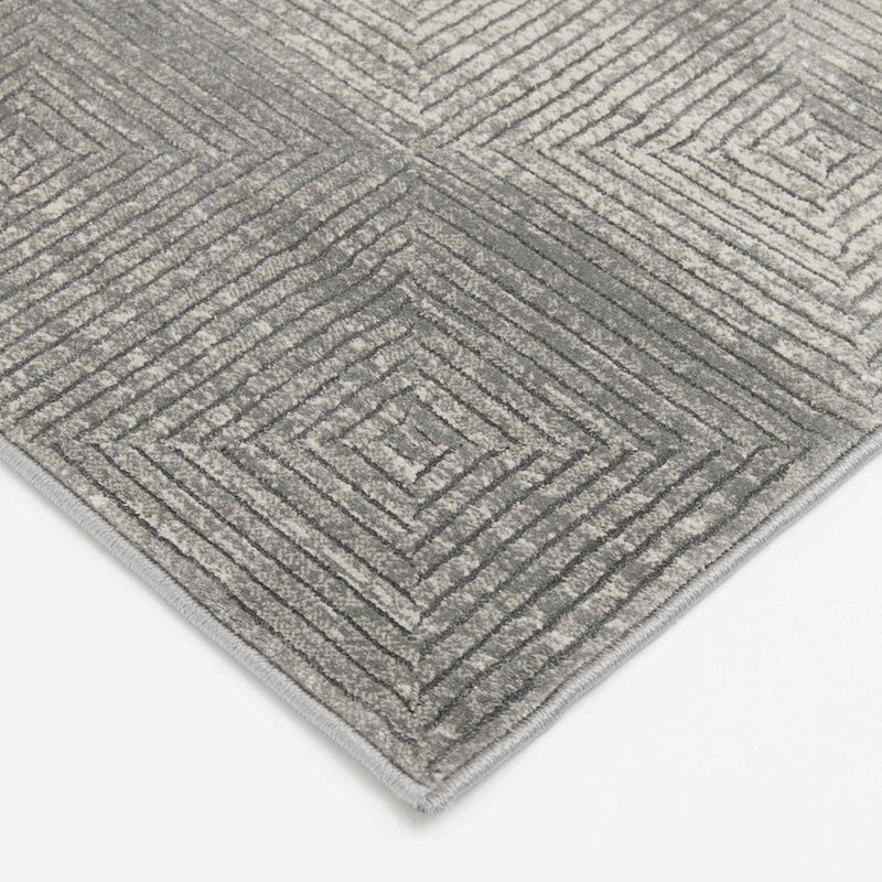 Laila Ali Camden Grey Geo Square Design Accent Rug