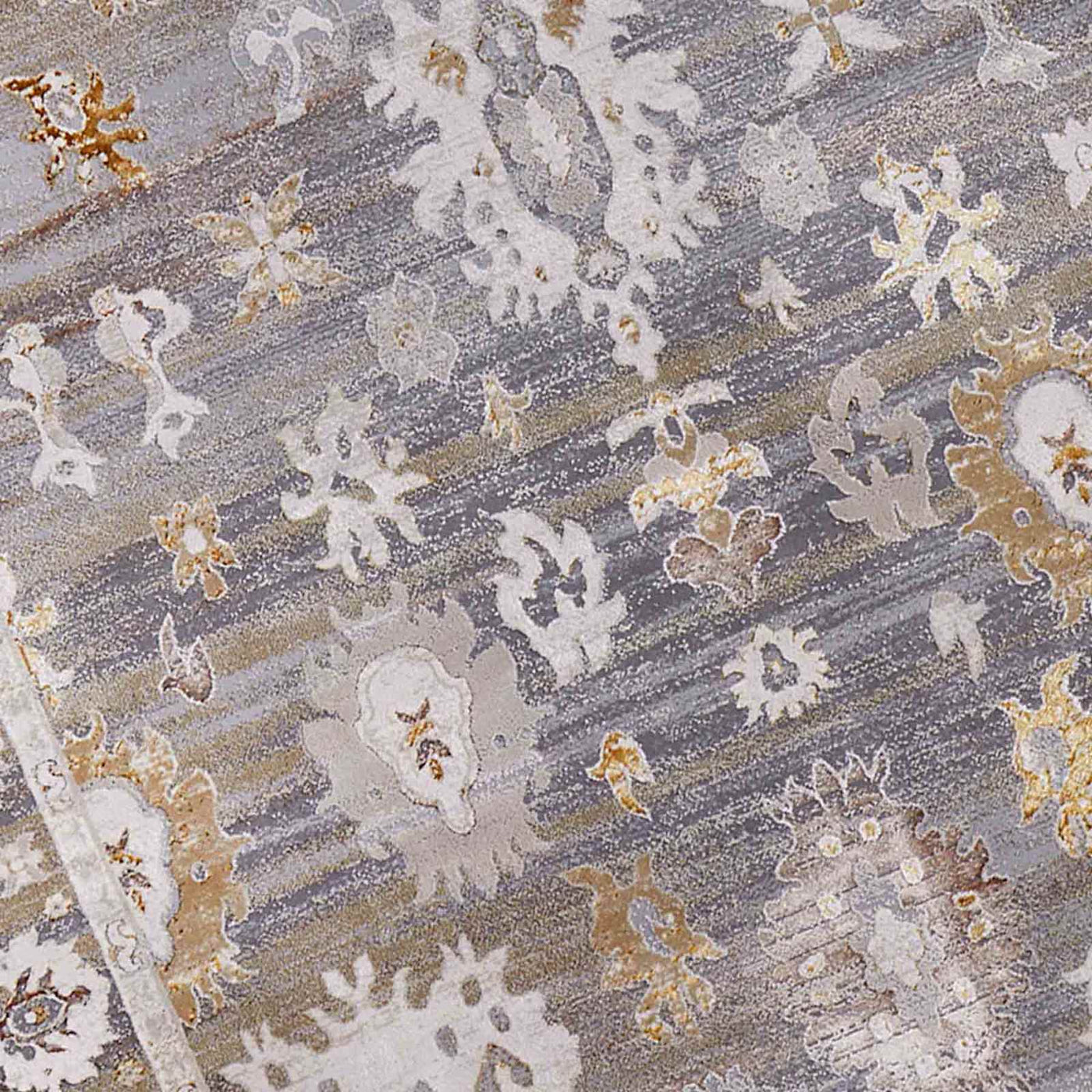 Found Fable Thornhill Grey Gold Floral Medallion Accent Rug — detail view 1