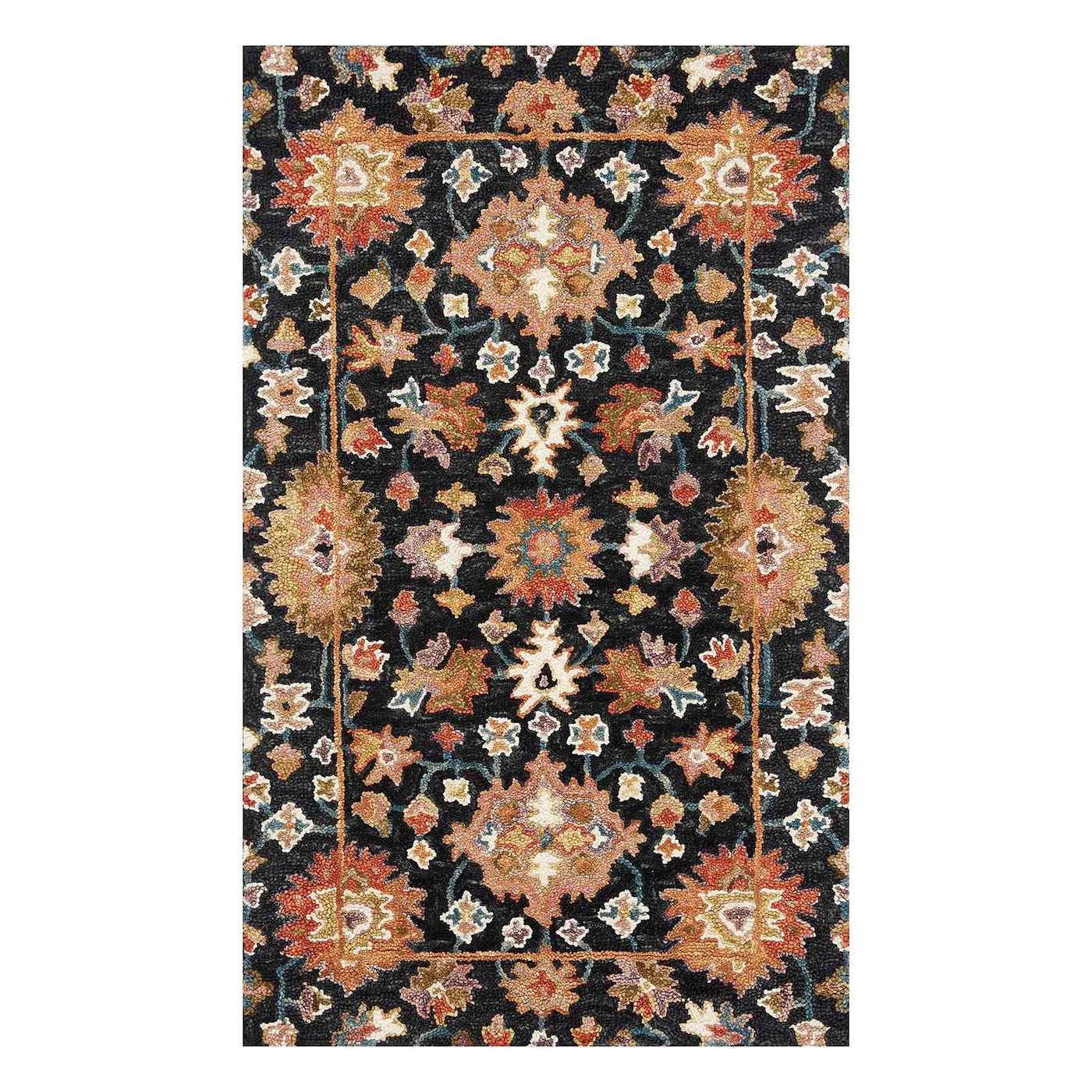Pierce Black Multicolor Floral Design Accent Rug