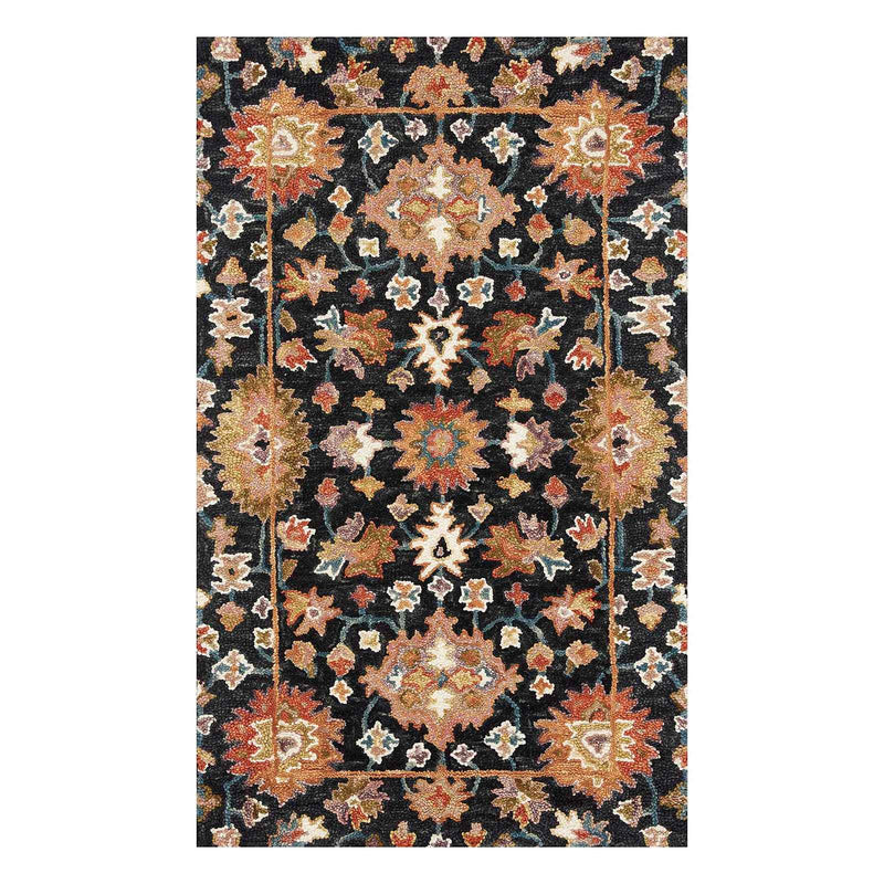 Pierce Black Multicolor Floral Design Accent Rug
