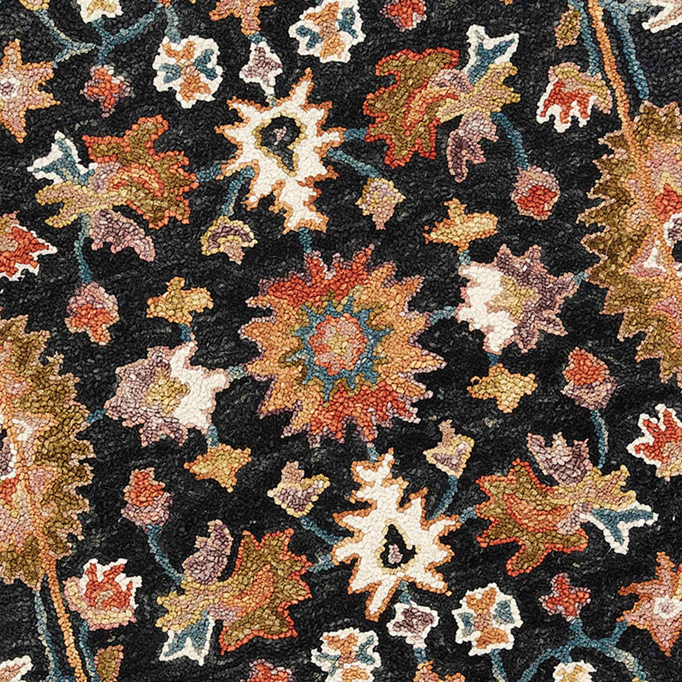 Pierce Black Multicolor Floral Design Accent Rug — detail view 1