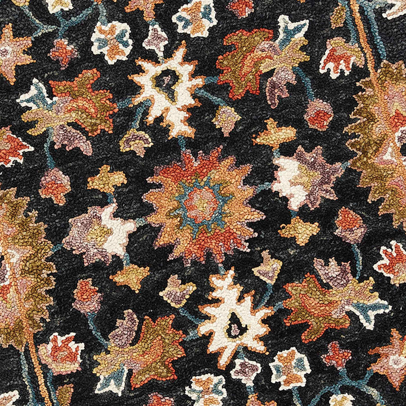 Pierce Black Multicolor Floral Design Accent Rug