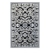 Arrington Black Grey Traditional Border Washable Accent Rug