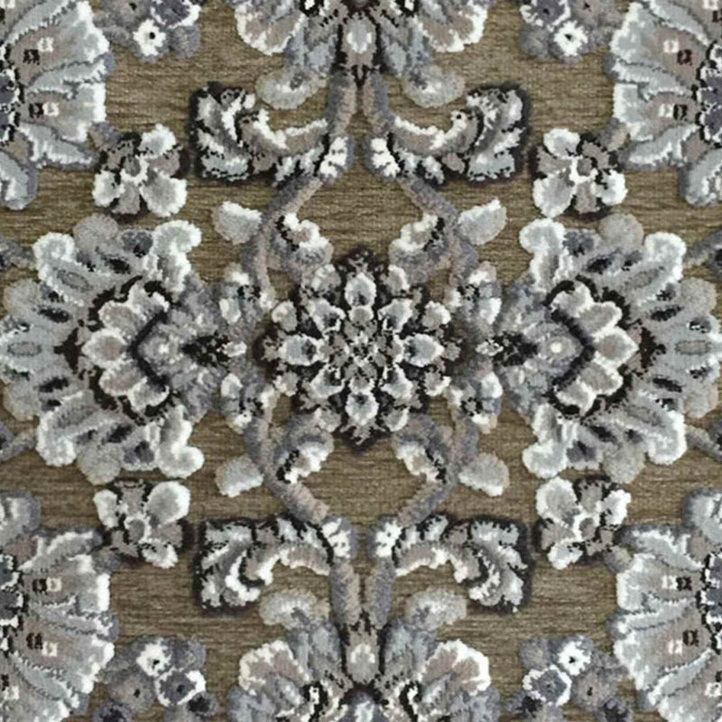 Arrington Floral Damask Grey High Low Washable Accent Rug