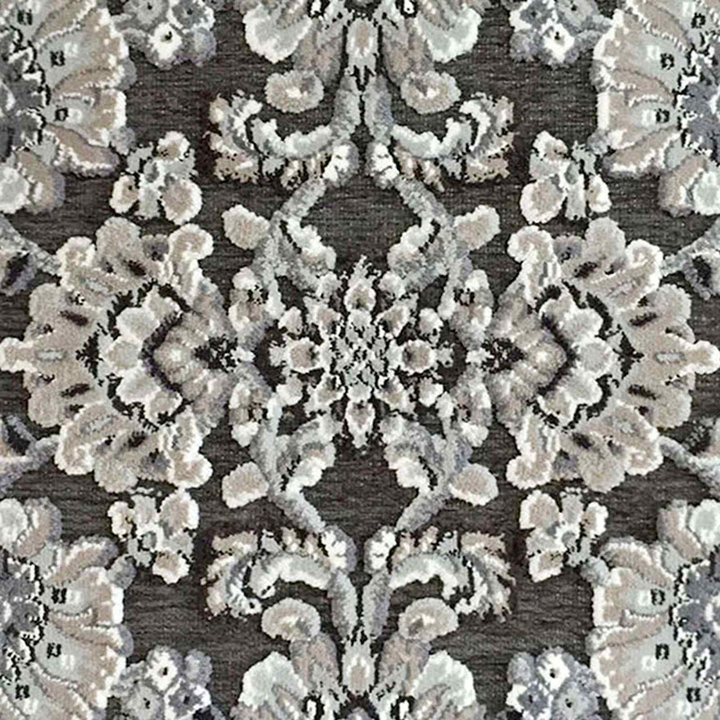 Arrington Grey Spice Floral Damask High Low Washable Accent Rug — detail view 2