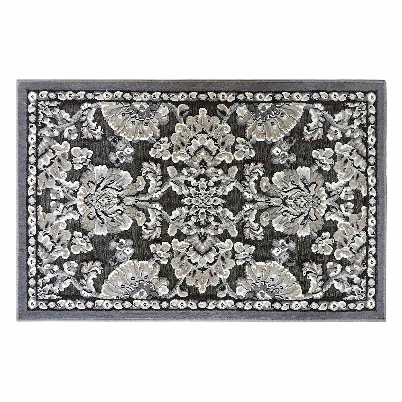 Arrington Grey Taupe Traditional Floral Washable Accent Rug