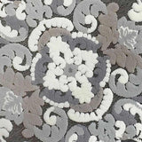 Arrington Grey White Medallion High Low Washable Accent Rug — detail view 1