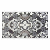 Arrington Grey White Medallion High Low Washable Accent Rug