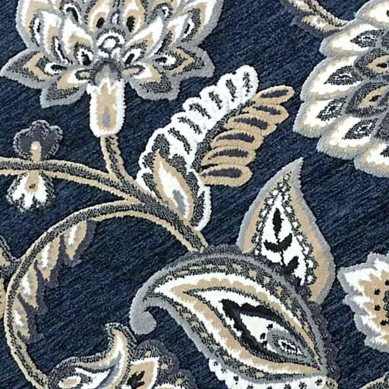 Arrington Navy Floral High Low Washable Accent Rug