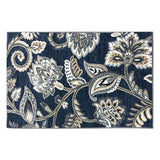Arrington Navy Floral High Low Washable Accent Rug