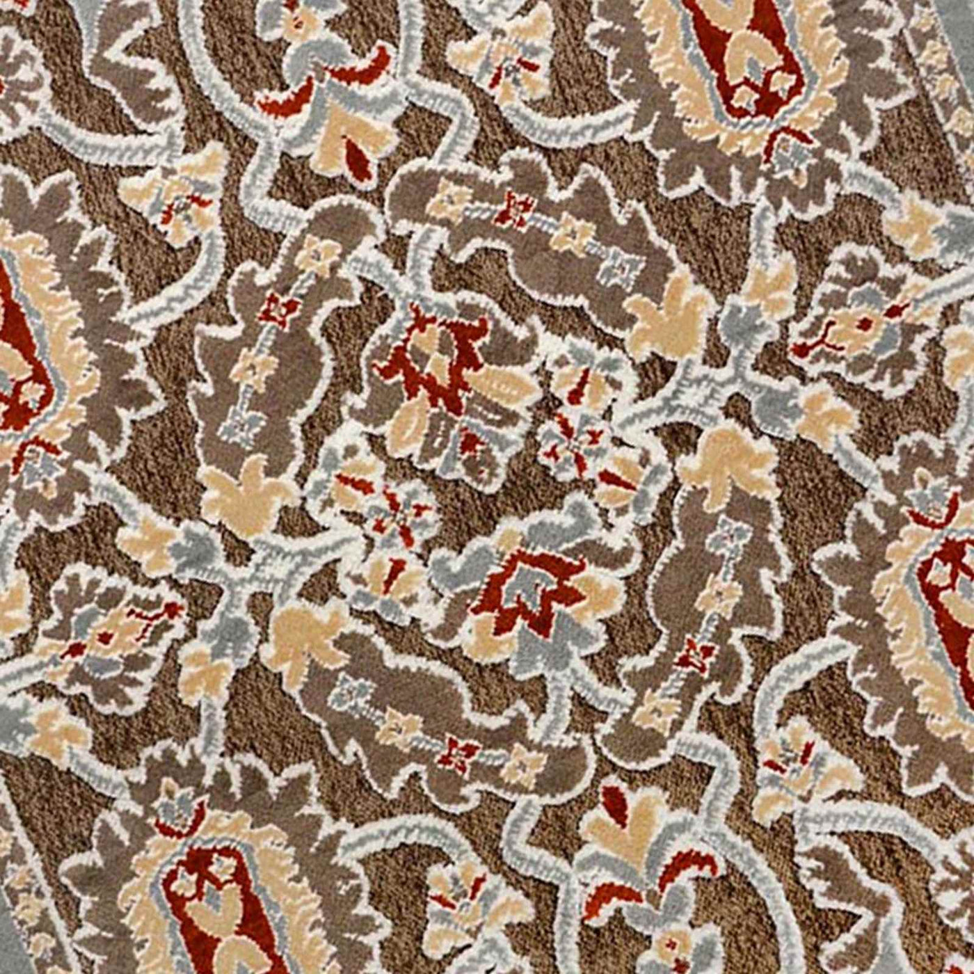 Arrington Spice Red Taupe Medallion High Low Washable Accent Rug — detail view 1