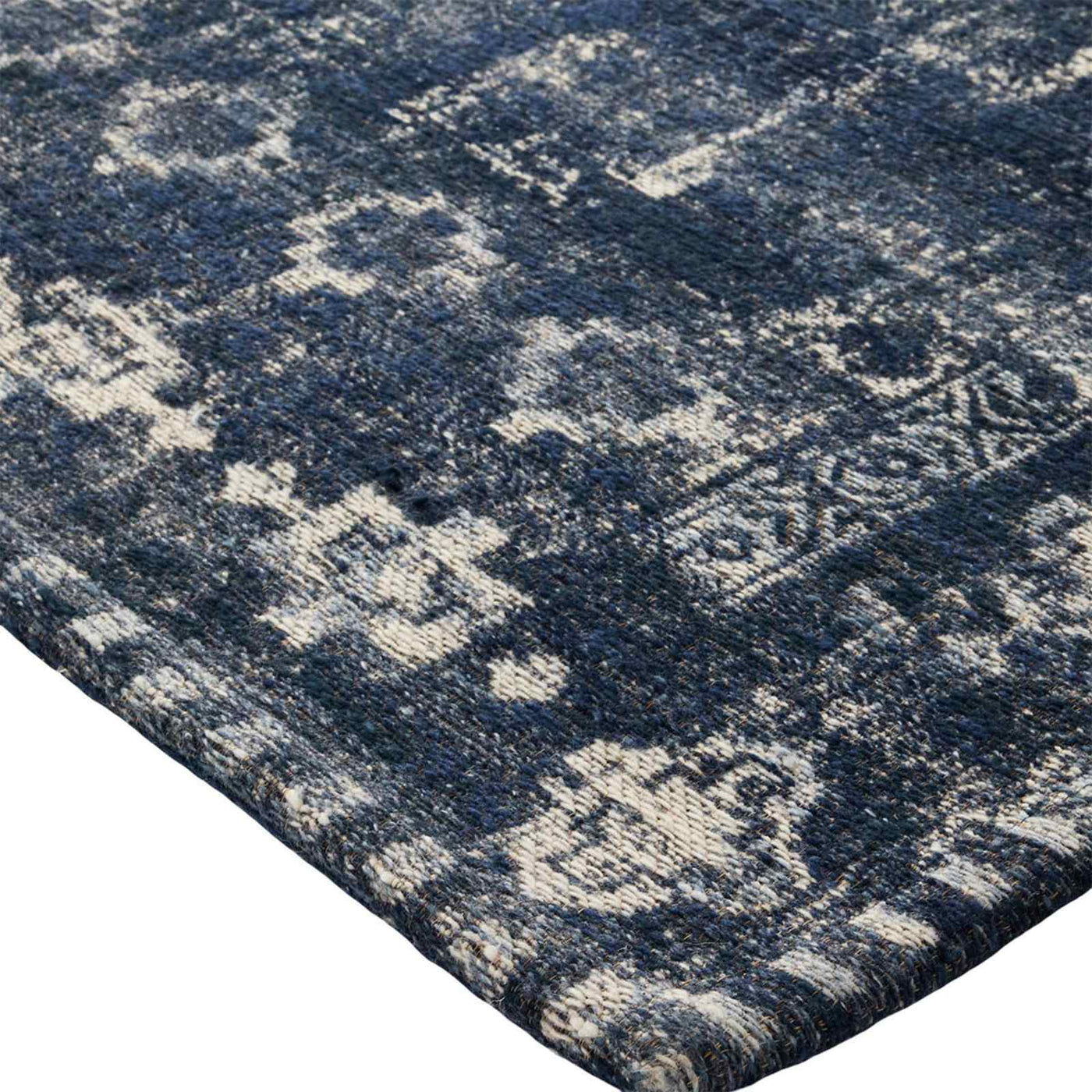 Teagan Navy Blue Floral Flatweave Area Rug — detail view 3