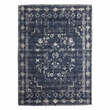 Teagan Navy Blue Floral Flatweave Area Rug