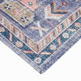 Blue Floral Medallion Washable Accent Rug — detail view 1