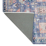 Blue Floral Medallion Washable Accent Rug — detail view 2