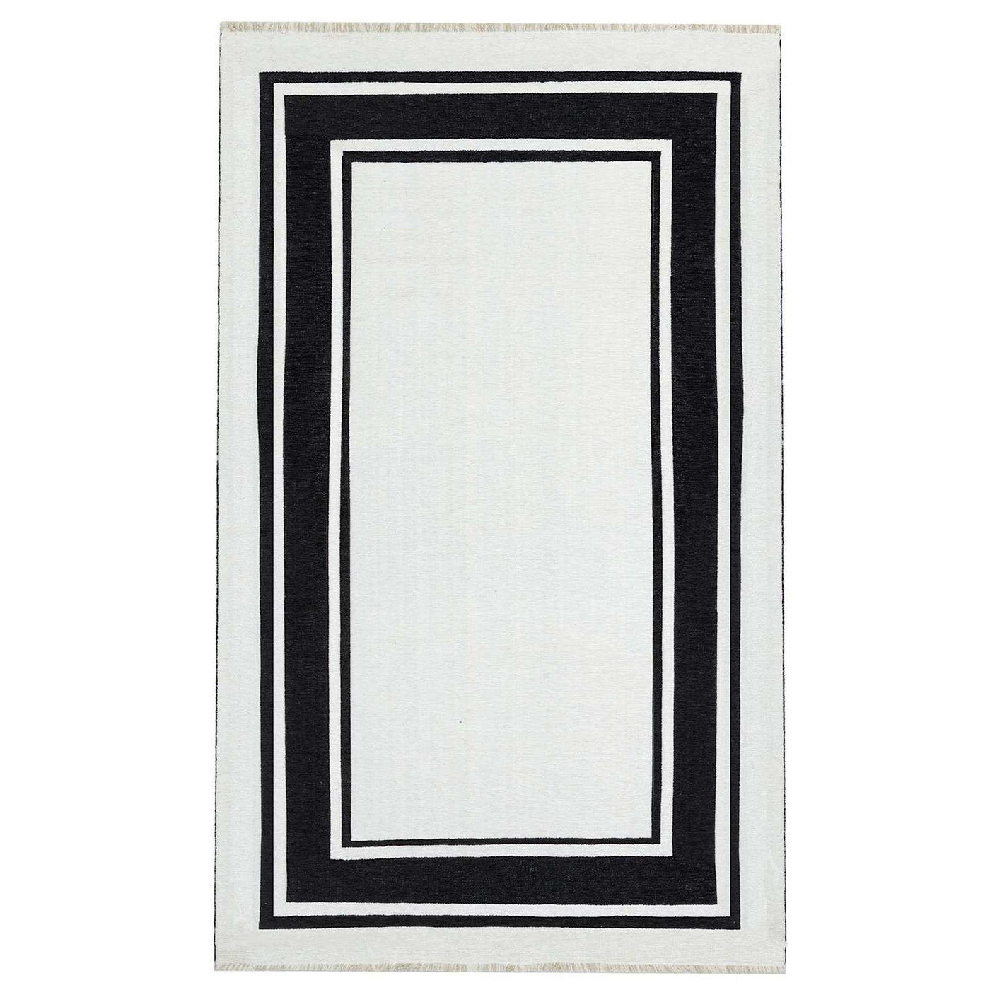 Providence Noa Black White Border Washable Accent Rug — detail view 1
