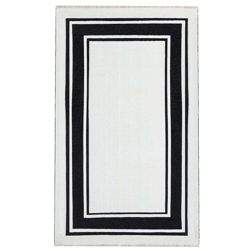 Providence Noa Black White Border Washable Accent Rug