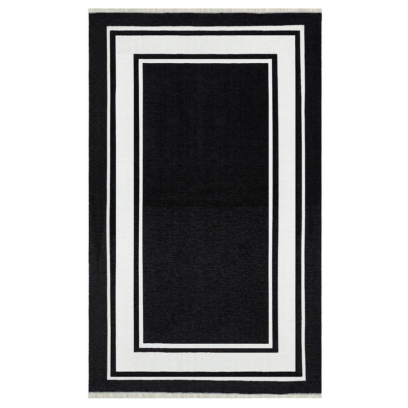 Providence Noa Black White Border Washable Accent Rug